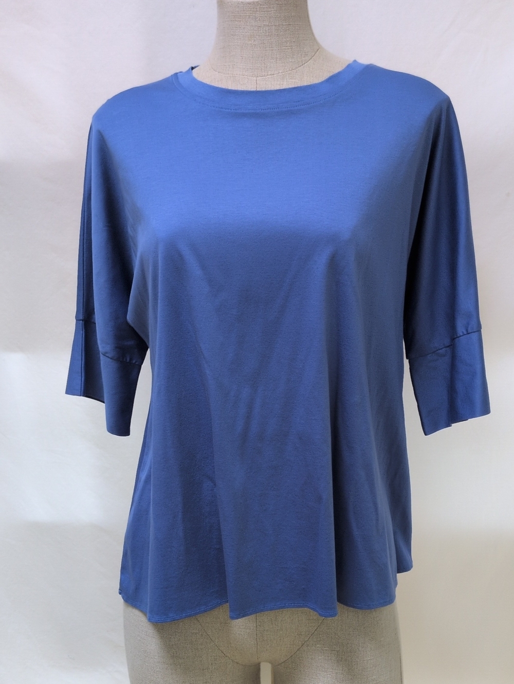 COS Blue Cropped Fine Cotton T Shirt W/ Raglan Sleeves